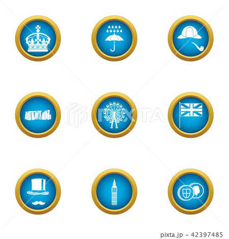 Island of great Britain icons set, flat style Island of great Britain icons set, flat style 42397485