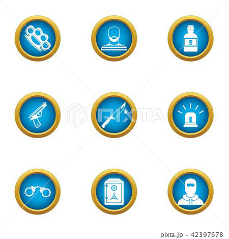 Menace icons set, flat style Menace icons set, flat style 42397678