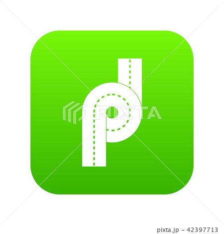 Little road junction icon digital green Little road junction icon digital green 42397713