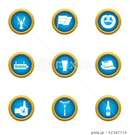 Beer evening icons set, flat style 42397714
