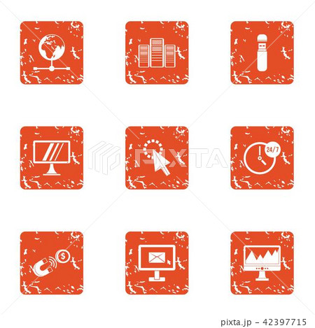 Host icons set, grunge style 42397715