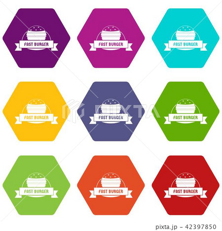 Fast burger icons set 9 vector 42397850