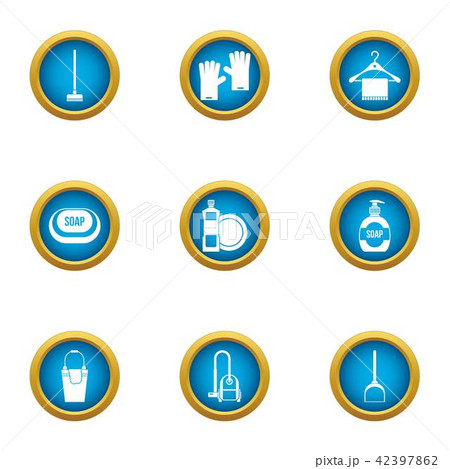 Soap business icons set, flat style Soap business icons set, flat style 42397862