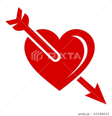 Arrow in heart icon, simple style 42398033