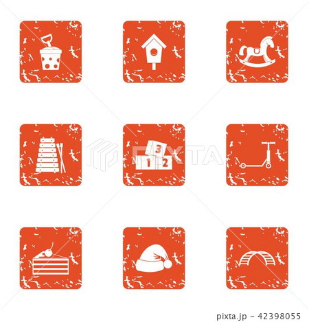New year holiday icons set, grunge style 42398055