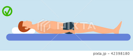 Correct man sleep position banner horizontal, flat style 42398180