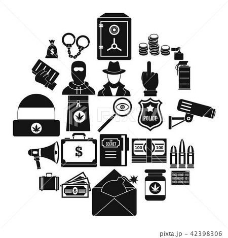 Criminal offence icons set, simple style 42398306