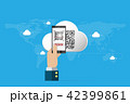 business hand holding smartphone to scan qr code 42399861