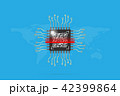 qr code on chip processor with world map 42399864