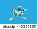 world globe with shopping cart and money 42399865