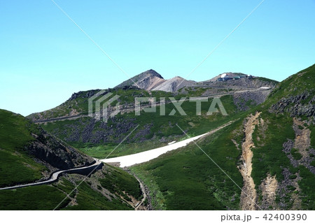 7月の乗鞍 魔王岳から見た剣ヶ峰 撮影地 乗鞍 畳平 魔王岳 山頂 の写真素材