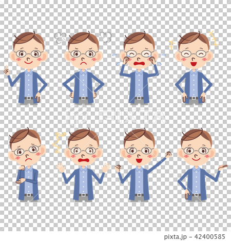 お父さん表情セットのイラスト素材