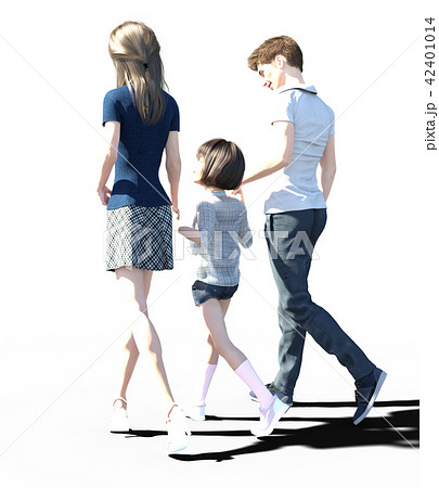 家族 夫婦と女の子 Perming 3dcg リアルイラスト素材のイラスト素材
