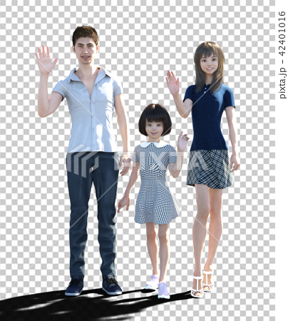 家族 夫婦と女の子 Perming 3dcg リアルイラスト素材のイラスト素材