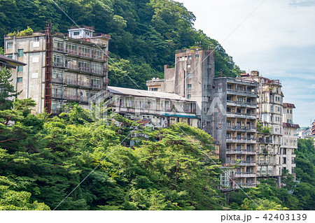鬼怒川温泉 廃墟ホテルの写真素材