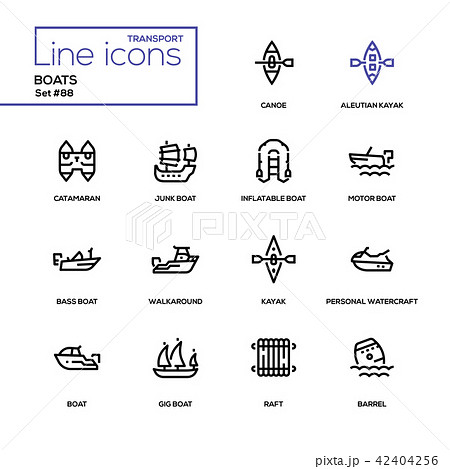 Boats - modern line design icons set 42404256