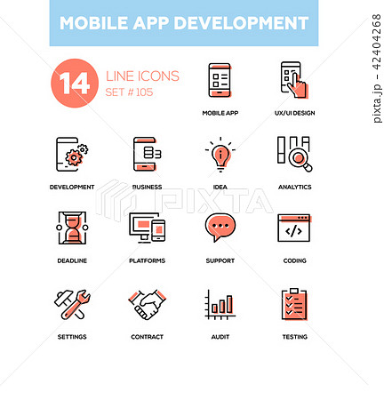 Mobile app development - modern line design icons set 42404268