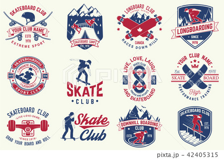 Set of Skateboard and longboard club badges. Vector illustration 42405315