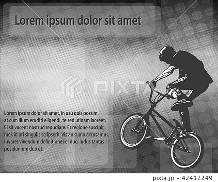 BMX stunt cyclist over abstract background 42412249