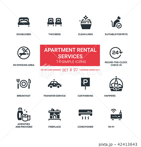 Apartment rental service - flat design style icons set 42413643