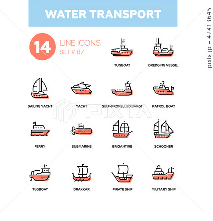 Water transport - line design icons set 42413645