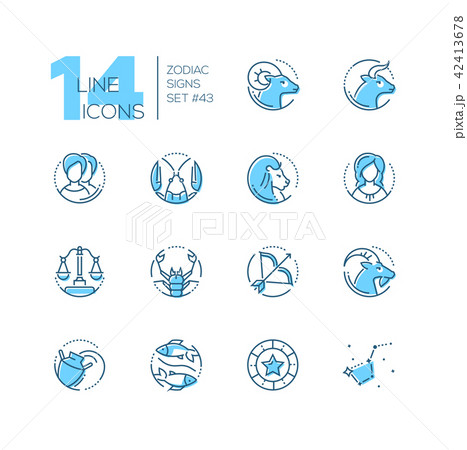 Zodiac signs - set of line design style icons Zodiac signs - set of line design style icons 42413678