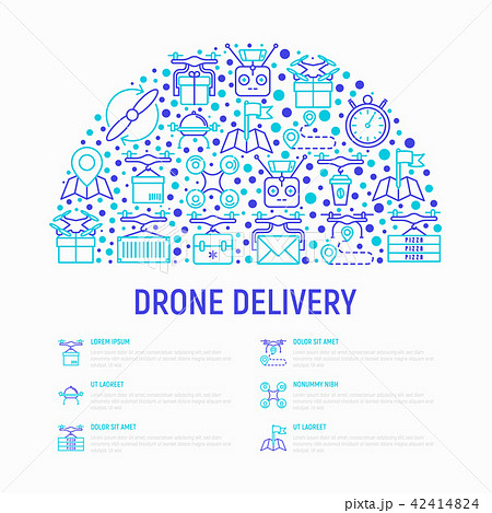 Drone delivery concept in half circle 42414824