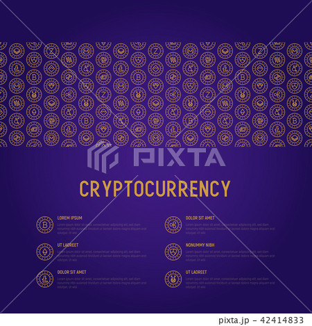 Cryptocurrency concept with thin line icons Cryptocurrency concept with thin line icons 42414833