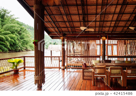 Interior of Wooden floating house in river Kwai Interior of Wooden floating house in river Kwai 42415486
