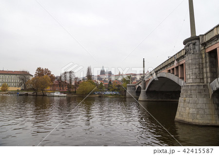 Embankment of the Vltava River, day. Prague 42415587