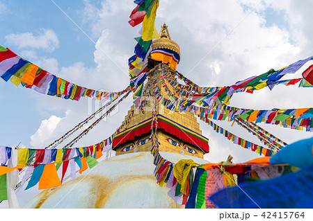 Boudhanath Stupa and prayer flags in Kathmandu Boudhanath Stupa and prayer flags in Kathmandu 42415764