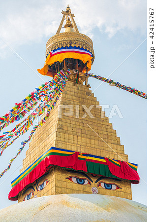 Boudhanath Stupa and prayer flags in Kathmandu 42415767