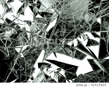 Pieces of glass broken or cracked on white Pieces of glass broken or cracked on white 42415834