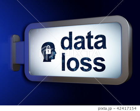 Data concept: Data Loss and Head With Padlock on billboard background 42417154