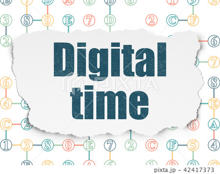 Time concept: Digital Time on Torn Paper background Time concept: Digital Time on Torn Paper background 42417373