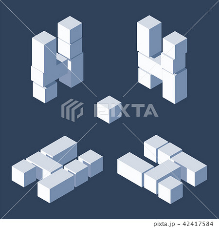 Isometric letters H in varions views. Made with 3d 42417584