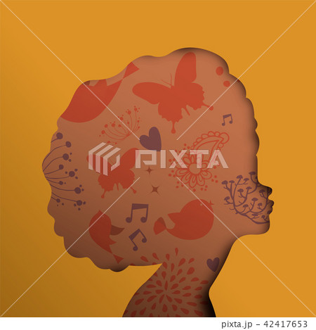 Black african woman face in paper cut cutout style Black african woman face in paper cut cutout style 42417653