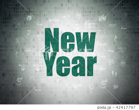 Holiday concept: New Year on Digital Data Paper background 42417797