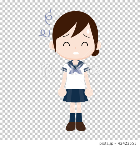 半袖セーラー服の女子高生 苦笑い 面倒臭いのイラスト素材