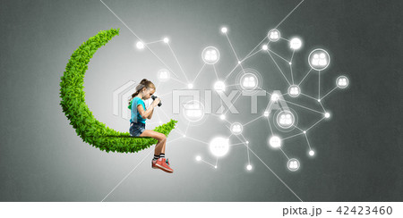 Idea of children Internet communication or online playing and parent control Idea of children Internet communication or online playing and parent control 42423460