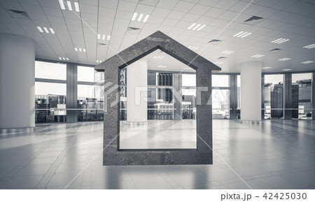 Conceptual background image of concrete home sign in modern offi Conceptual background image of concrete home sign in modern offi 42425030