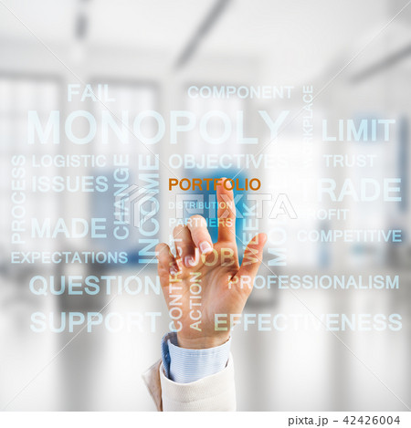 Concept of modern business with palm choocing on of keywords for success Concept of modern business with palm choocing on of keywords for success 42426004