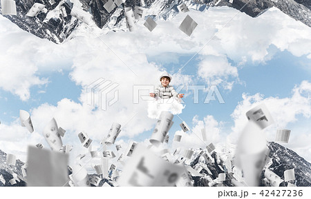 Young boy keeping mind conscious. 42427236