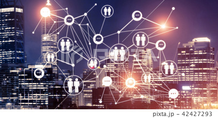 Modern wireless technologies as means of communucation and networking on dark background 42427293
