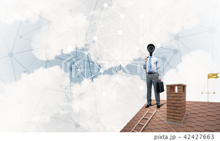Concept of security and privacy protection with camera headed man Concept of security and privacy protection with camera headed man 42427663