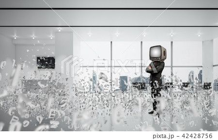 Businessman with an old TV instead of head. 42428756