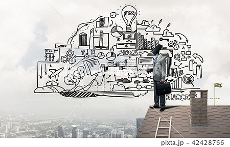Concept of home security and privacy protection with camera headed man Concept of home security and privacy protection with camera headed man 42428766