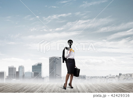 Concept of security and privacy protection with camera headed woman 42429316