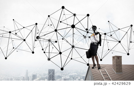 Concept of security and privacy protection with camera headed woman 42429629
