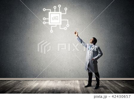 Doctor and processor icon Doctor and processor icon 42430657